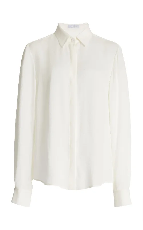 Henri Blouse in Ivory Silk Georgette Twill