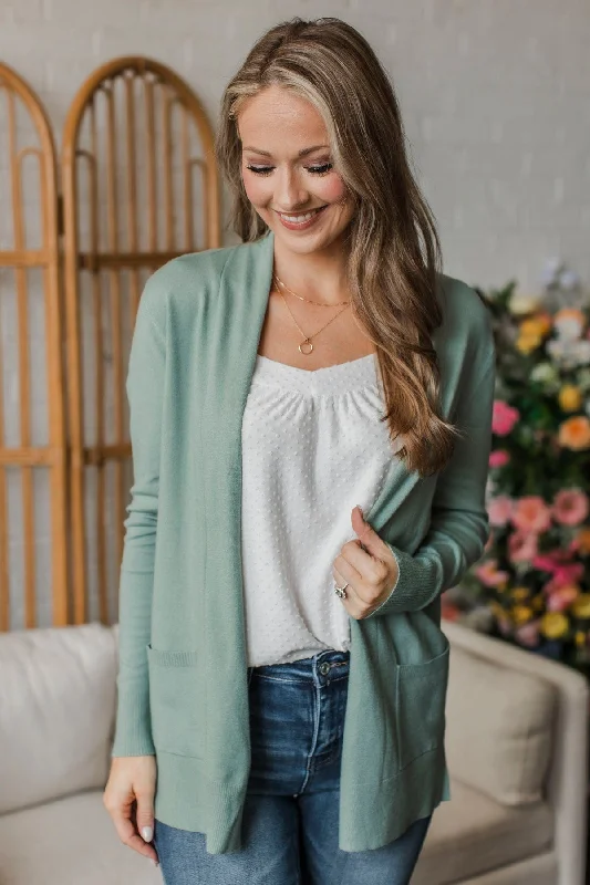 Time To Be Alive Drape Cardigan- Sage