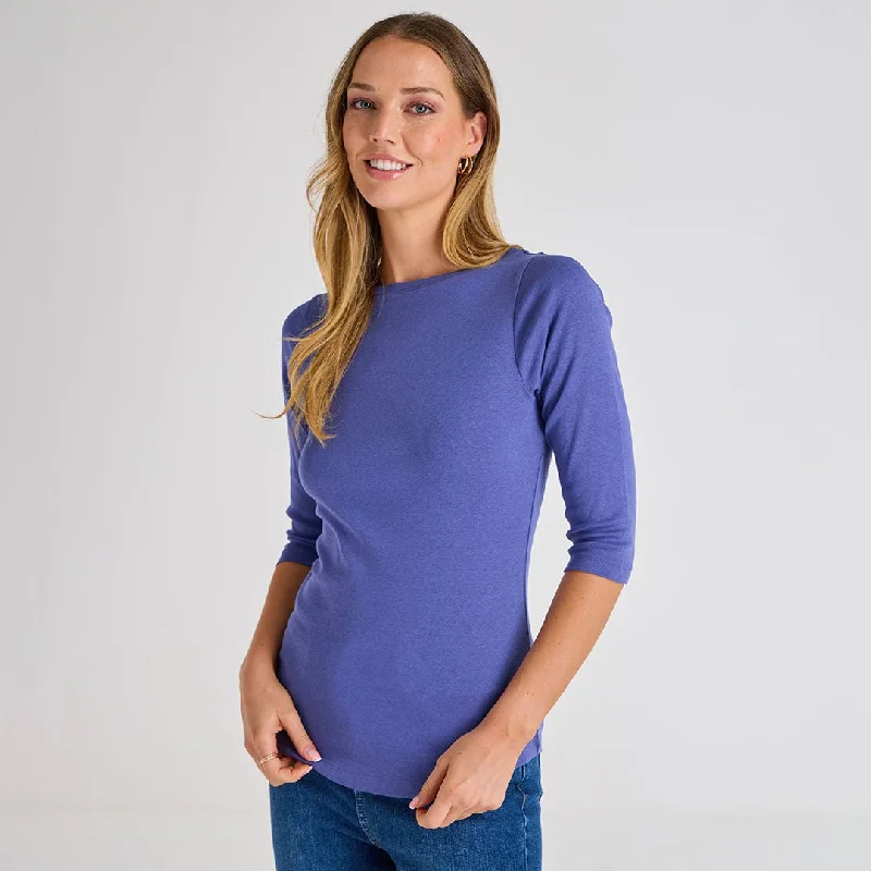 Ladies Marlin 3/4 Sleeve Slash Neck Top